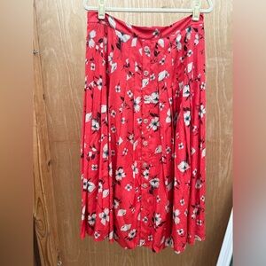 Rebecca Taylor red floral spring skirt